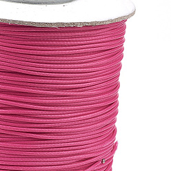 Темно-Розовый Корейские вощеные полиэфирные шнуры, темно-розовыми, 1 мм, около 85 ярдов / рулон