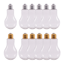 Golden & Silver Creative Plastic Light Bulb Shaped Bottle, Party Decor, Golden & Silver, 136x68mm, Capacity: 200ml