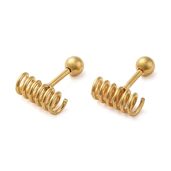 Golden Ion Plating(IP) 304 Stainless Steel Stud Earrings, Spiral, Golden, 4.5x11mm