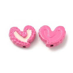 Ярко-Розовый Эмалевые шарики из сплава, окрашенные распылением, сердце, ярко-розовый, 9.5x11.5x4 мм, отверстие : 1.5 мм