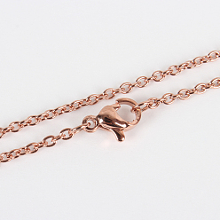 Rose Gold 304 Stainless Steel Cable Chain Necklace Making, with Lobster Claw Clasps, Vacuum Plating, Rose Gold, 17.7 inch(45cm), 2mm