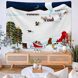 Sleigh Christmas Theme Polyester Wall Hanging Tapestry, for Bedroom Living Room Decoration, Rectangle, Sleigh, 730x950mm