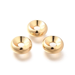 Light Gold Латунные бусины, долговечный, без кадмия и без свинца, плоско-круглые, золотой свет, 9.5x4 мм, отверстие : 3 мм