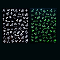 Heart Luminous Plastic Nail Art Stickers Decals, Self-adhesive, For Nail Tips Decorations, Halloween 3D Design, Glow in the Dark, Heart, 10x8cm