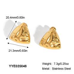 Треугольник Серьги-гвоздики из нержавеющей стали с чеканной текстурой, реальный 18 k позолоченный, треугольные, 20.4x21.3 мм