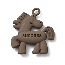 Верблюжий Подвески из сплава аэрозольной краски, лошадь со словом успех, стойки покрытие, верблюжие, 30x26.5x5 мм, отверстие : 2.7 мм