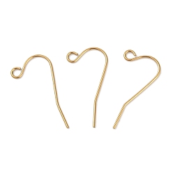 Настоящее золото 18K 316l крючки для сережек из хирургической нержавеющей стали с ионным покрытием (IP), провод уха, с горизонтальной петлей, реальный 18 k позолоченный, 12x19 мм, отверстие : 2 мм, 20 датчик, штифты : 0.8 мм
