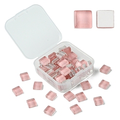 Pink 60 шт. Прозрачные стеклянные кабошоны, квадратный, розовые, 9.8x9.8x4 мм