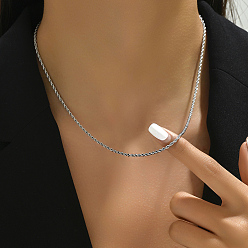 Нержавеющая Сталь Цвет Не тускнеет 201 витая цепочка из нержавеющей стали, пляжное ожерелье, повседневный модный универсальный женский аксессуар, цвет нержавеющей стали, 19.69 дюйм (50 см)