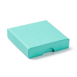 Turquoise Paper with Sponge Mat Necklace Boxes, Square, Turquoise, 7x7x1.65cm, Inner Diameter: 6.3x6.3x1cm