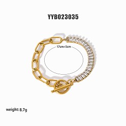 Настоящее золото 18K Простые 304 браслеты из нержавеющей стали для летнего пляжа, ионное покрытие (ip), реальный 18 k позолоченный, 6-3/4 дюйм (17 см)