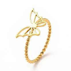 Бабочка 304 перстень с печаткой из нержавеющей стали, витое круглое кольцо для женщин, бабочки, размер США 6 3/4 (17.1 мм)