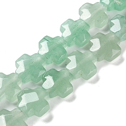 Green Aventurine Natural Green Aventurine Beads Strands, Faceted, Cross, 12~13x12~12.5x5~6mm, Hole: 1.4mm, about 17pcs/strand, 8.27 inch(21cm)