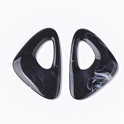 Black Acrylic Pendants, Imitation Gemstone Style, Triangle, Black, 44x27.5x3.5mm, Hole: 10x18mm, about 274pcs/500g