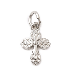 Платинированный Латунь прелести, крестик, долговечный, стойки покрытие, с целью перехода в кольце, Реальная платина, 13x9x2.5 мм, отверстие : 3.2 мм