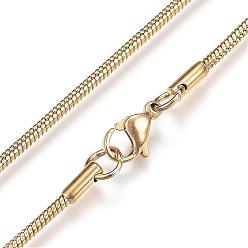 Golden 304 Stainless Steel Snake Chain Necklaces, with Lobster Claw Clasps, Golden, 29.9 inch(76cm), 2mm