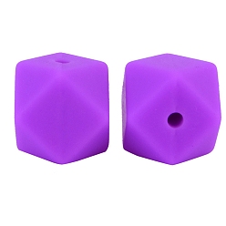 Blue Violet Octagon Food Grade Silicone Beads, Chewing Beads For Teethers, DIY Nursing Necklaces Making, Blue Violet, 17mm