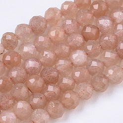 Sunstone Natural Sunstone Beads Strands, Faceted, Round, 3mm, Hole: 0.7mm, about 120pcs/strand, 15.75 inch(40cm)