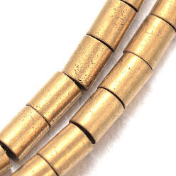 Golden Plated Electroplated Non-magnetic Synthetic Hematite Bead Strands, Column, Golden Plated, 2x2mm, Hole: 1mm, about 189pcs/strand, 15.7 inch