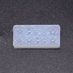 White Star & Moon Shaped Cabochons Silicone Molds, Resin Casting Pendant Molds, For UV Resin, Epoxy Resin Nail Art Making, Rectangle, White, 2x4.1x0.65cm, Inner Size: 3~9x4~9mm