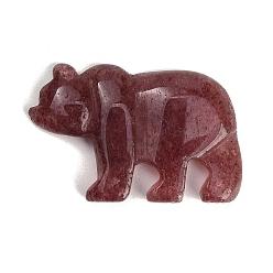 Strawberry Quartz Natural Strawberry Quartz Carved Pendants, Zuni Bear Charms, 30~32.5x46~47x6~8mm, Hole: 1mm