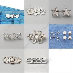 Платина 8 Стильные регулируемые пуговицы для джинсов из сплава, подтяжка талии, платина, швейные застежки для аксессуаров к одежде, платина, 27x11 мм