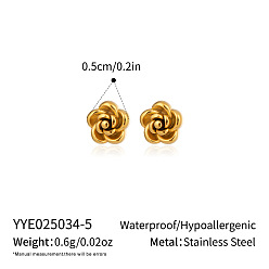 Настоящее золото 18K 304 серьги из нержавеющей стали, реальный 18 k позолоченный, 5 мм