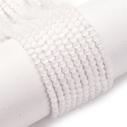 Белый Кошачие глаза, круглые, граненые, белые, 2 мм, отверстие : 0.2 мм, 14.17~14.57 дюйм (36~37 см), 174~184 шт / нитка