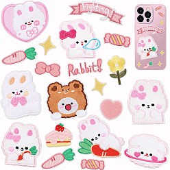 Rabbit Computerized Embroidery Cloth Self Adhesive Patches, Costume Accessories, Appliques, Rabbit, 40~80mm
