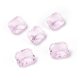 Light Rose Glass Rhinestone Cabochons, Pointed Back, Rectangle, Light Rose, 10x8x4.7mm