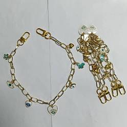 Золотой 3шт. алюминиевые цепочки для скрепок цепи для удлинителей сумок, с подвесками в виде бабочки в форме сердца и латуни от сглаза, аксессуары для замены сумок, белые, золотые, 410 мм