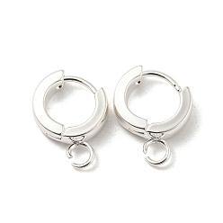 Silver 201 Stainless Steel Huggie Hoop Earrings Findings, with Vertical Loop, with 316 Surgical Stainless Steel Earring Pins, Ring, Silver, 11x3mm, Hole: 2.7mm, Pin: 1mm