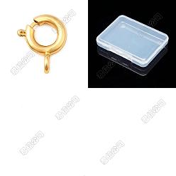 Real 18K Gold Plated 20Pcs Brass Spring Ring Clasps, Rack Plating, Nickel Free, Real 18K Gold Plated, 10x8x2mm, Hole: 1.6mm
