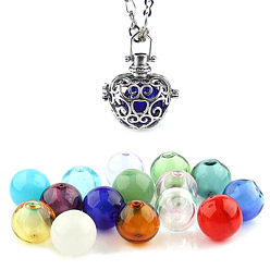 Heart Cone/Teardrop/Bottle/Diamond Lampwork Cage Pendant Necklaces, with Brass Finding, Heart, 20.08~31.50 inch(51~80cm) 