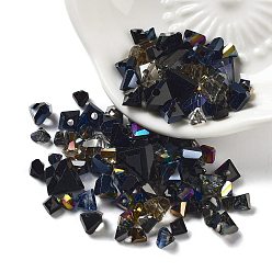 Black Opaque & Transparent Glass Beads, Faceted Nuggets, Black, 2~5x2.5~8x3~5mm, Hole: 1~1.4mm, about 10g/bag