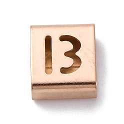 Letter B Ионное покрытие (ip) 304 квадратные подвески-слайдеры из нержавеющей стали, розовое золото , В письме, 9x8x4 мм, отверстие : 3.5x8.5 мм