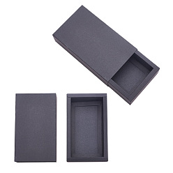 Black Kraft Paper Drawer Box, Folding Box, Drawer Box, Rectangle, Black, 17.2x10.2x4.2cm, 16pcs/set