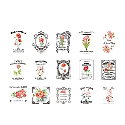 Tomato 30Pcs Flower Pattern PET Sticker, Self-Adhesive Decals for DIY Album Scrapbook, Diary Decoration, Tomato, 30~50mm