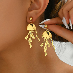 Jellyfish Преувеличенная тема океана 201 серьги-гвоздики из нержавеющей стали для женских аксессуаров, медуза, показать на картинке