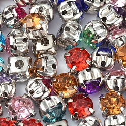 (52) Непрозрачная лаванда Смешанный пришивной стразы, многожильных ссылки, многожильных ссылки, акриловые горный хрусталь, с настройками латуни, аксессуары для одежды, 6x6x5 мм, отверстие : 1~1.5 мм