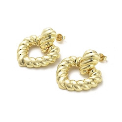 Golden Ohrhänger aus Messing mit Herz-Rack-Beschichtung, cadmiumfrei und bleifrei, golden, 29x25 mm