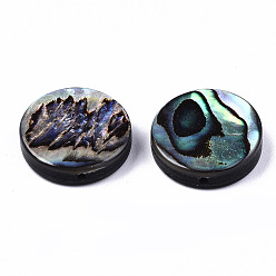 Colorful Natural Abalone Shell/Paua Shell Beads, Flat Round, Colorful, 14.5x3.5mm, Hole: 1mm