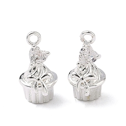 Прозрачный Латунный кекс с инкрустацией кубическим цирконием и подвесками в виде сердечек., 925 серебро покрытием, прозрачные, 15x8.5x9 мм, отверстие : 1.5~1.6 мм