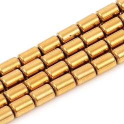 с Золотистым Покрытием Нити немагнитных синтетических гематитовых бусин с вакуумным покрытием pvd, колонка, с золотым покрытием, 5x3 мм, отверстие : 0.8 мм, около 82 шт / нитка, 15.94 дюйм (40.5 см)