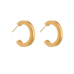 golden Minimalist Retro Metal C-shaped Titanium Steel Earrings with High-end Style
