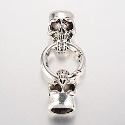 Antique Silver Skull Brass Spring Gate Rings, O Rings, Antique Silver, 6 Gauge, 58mm