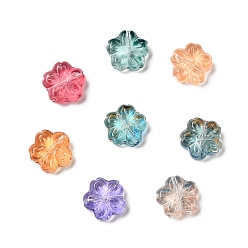Mixed Color Transparent Normal Glass Beads, Flower, Mixed Color, 13x13.5x6mm, Hole: 1.2mm