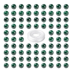 Malachite 100Pcs 8mm Natural Malachite Round Beads, with 10m Elastic Crystal Thread, for DIY Stretch Bracelets Making Kits, 8mm, Hole: 1mm