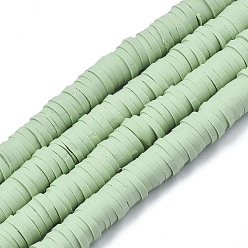 Темный Морско-зеленый Полимерной глины ручной работы бисер нитей, для поделок ювелирных изделий, Heishi бусы, Диск / плоские круглые, темно-зеленый, 6x0.5~1 мм, отверстие : 1.8 мм, около 290~320 шт / нитка, 15.75 дюйм ~ 16.14 дюйм (40~41 см)