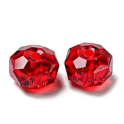 Garnet Transparent Glass Beads, Faceted, Rondelle, Garnet, 8x5mm, Hole: 1.2mm